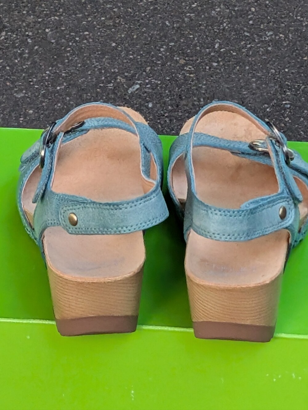 Dansko Teal Leather Open-Toe Slingback Sandals (New) - Picture 4 of 10